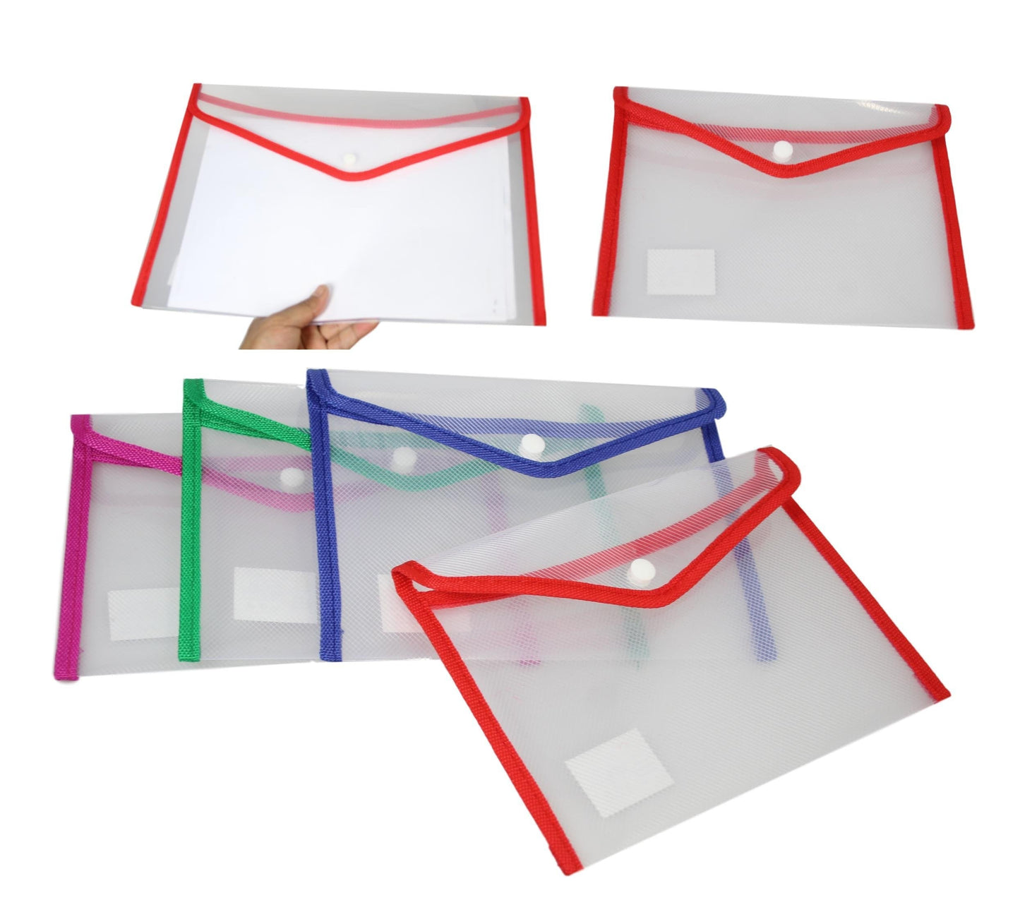 Medium Plastic Stud Document Wallet File Folder Office Organization Essential