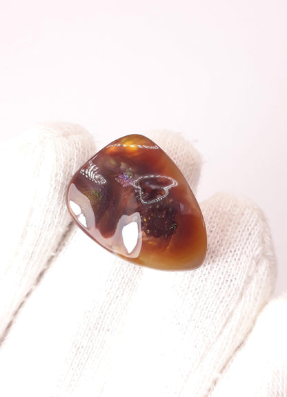27.8ct Mexican Fire Agate,  Rare Fire Agate, Pear Fire Agate For Pendant -Polished fire agate , Rare Gemstone than Diamonds, Dimensions 23 x 17 mm