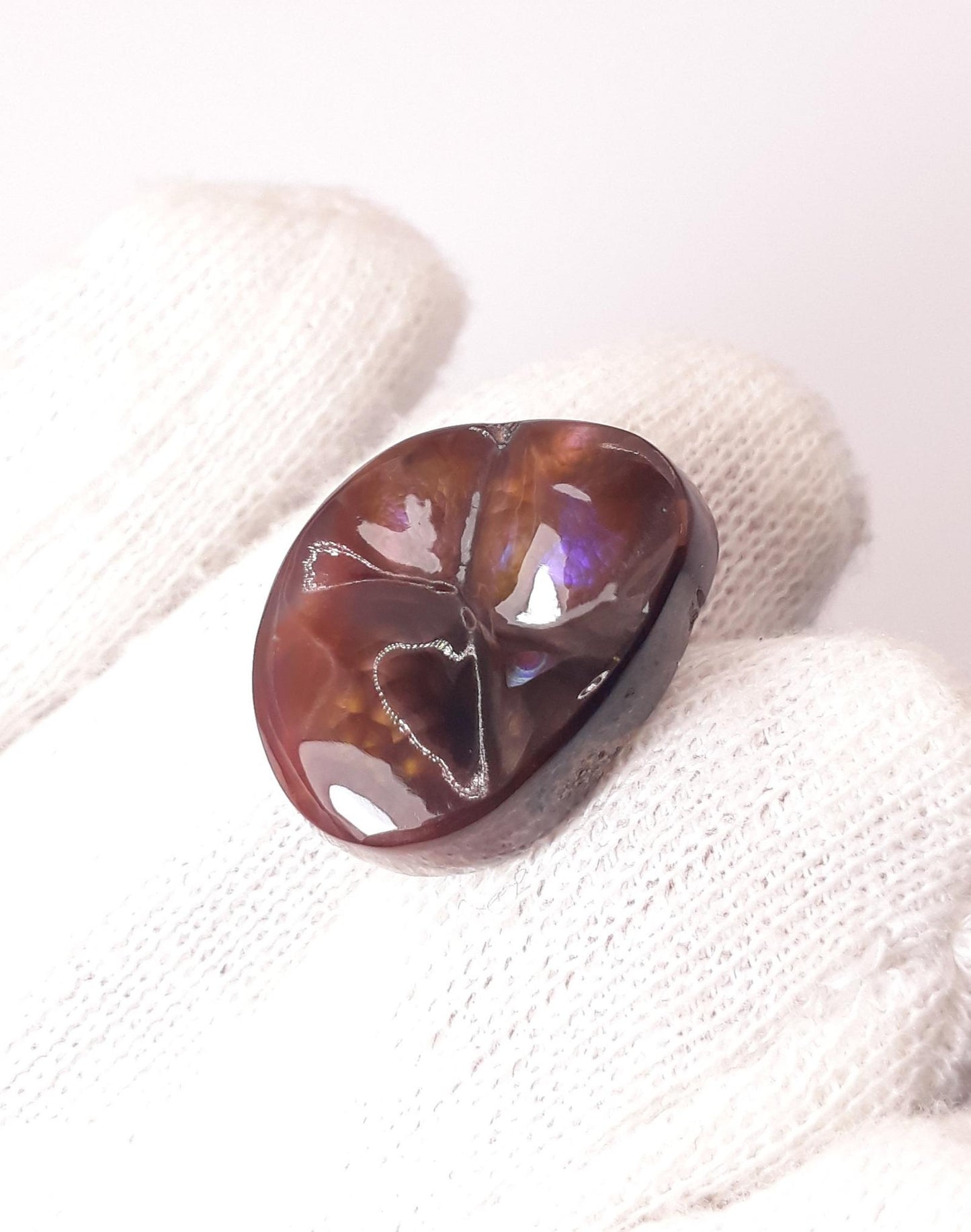 17ct Unique Purple Mexican Fire Agate,  Rare Fire Agate, Fire Agate cabochon - Rare Gemstone than Diamonds, Dimensions 20 x 15.5 mm