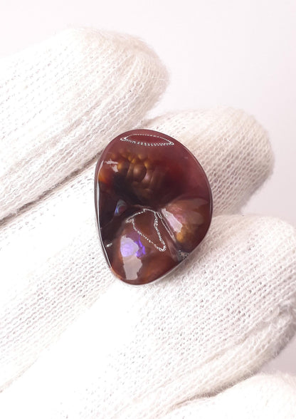 17ct Unique Purple Mexican Fire Agate,  Rare Fire Agate, Fire Agate cabochon - Rare Gemstone than Diamonds, Dimensions 20 x 15.5 mm