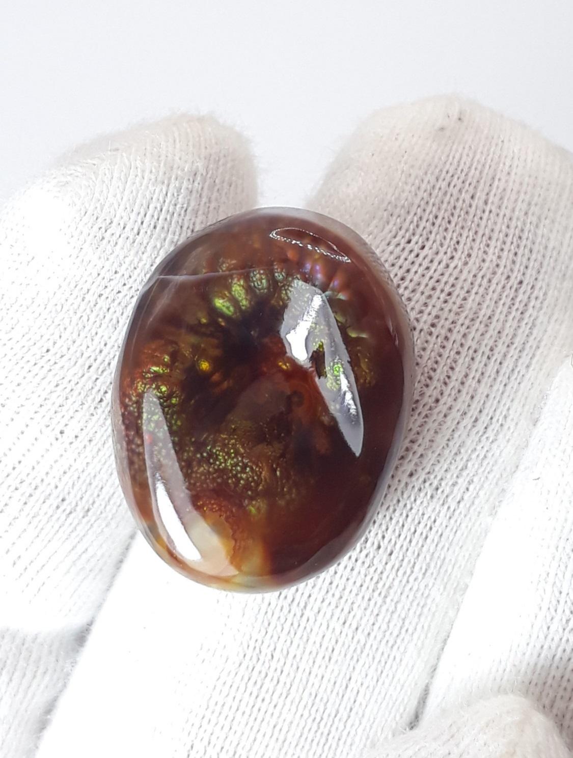 16.5ct Mexican Fire Agate,  Rare Fire Agate, Fire Agate Oval cabochon - Suitable for Ring and Pendant, Perfect gemstone Gift , Dimensions- 20  x 15.7 mm