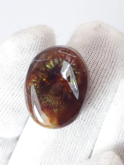 16.5ct Mexican Fire Agate,  Rare Fire Agate, Fire Agate Oval cabochon - Suitable for Ring and Pendant, Perfect gemstone Gift , Dimensions- 20  x 15.7 mm