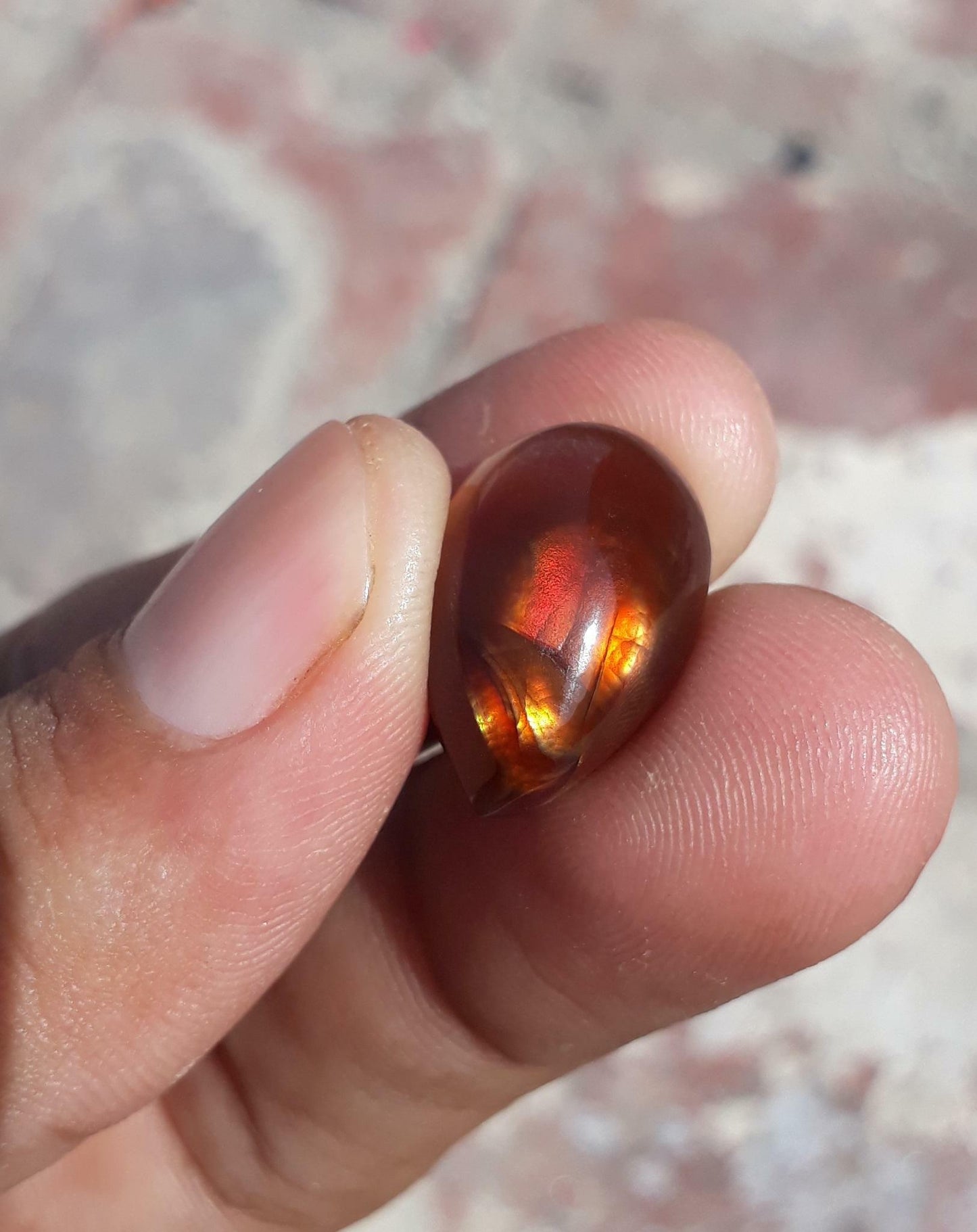 15.5ct Mexican Fire Agate, Rare Fire Agate, Pear Cabochon Fire Agate for Ring and Pendant - Perfect gemstone Gift, Dimensions  - 18 x 12 mm