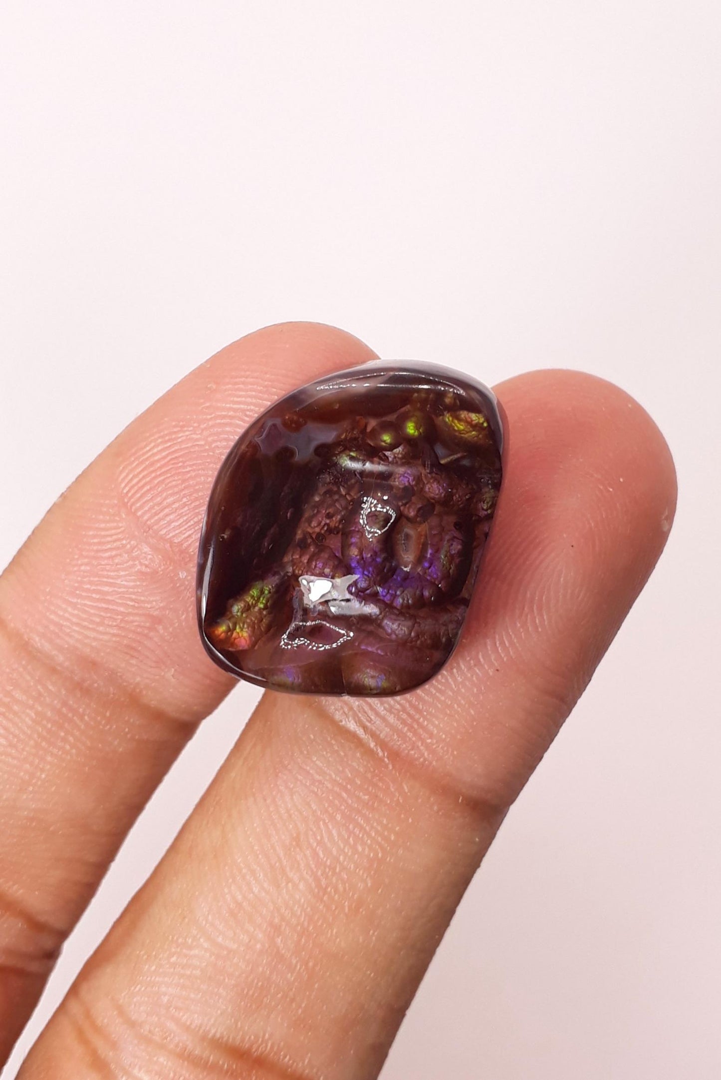 23.8ct Purple Fire Agate,  Rare Fire Agate - Polished Fire Agate, Dimensions 23 x 17 mm