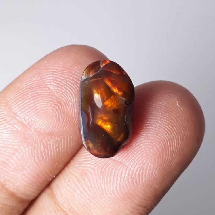 7.4ct Mexican Fire Agate,  Rare Fire Agate - Aatshi Aqeeq - Dimensions 15x9mm