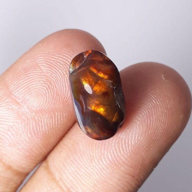7.4ct Mexican Fire Agate,  Rare Fire Agate - Aatshi Aqeeq - Dimensions 15x9mm