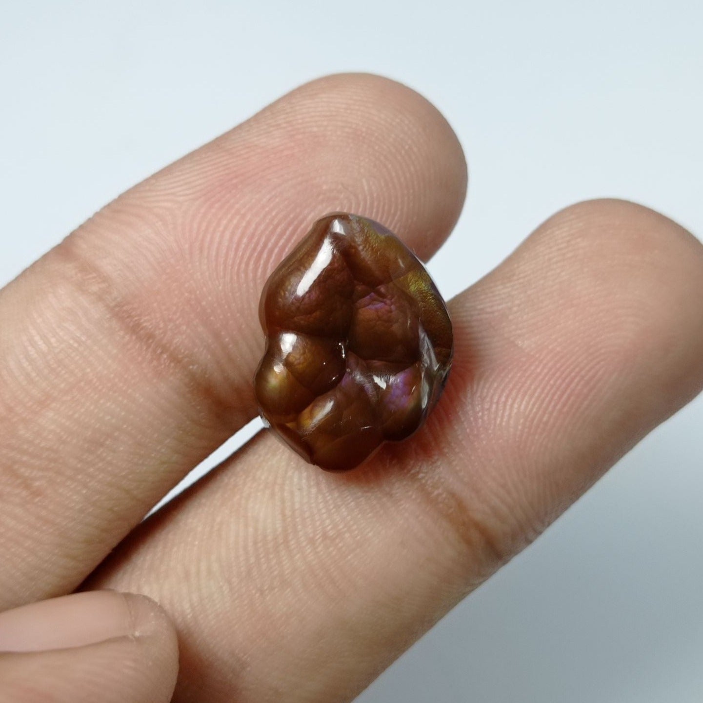 10.5ct Carved Purple Fire Agate -  Dimensions 17x13x5mm
