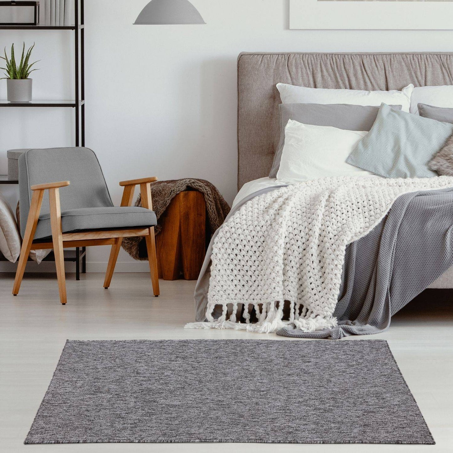 Flex Grey Low Pile Solid Rug