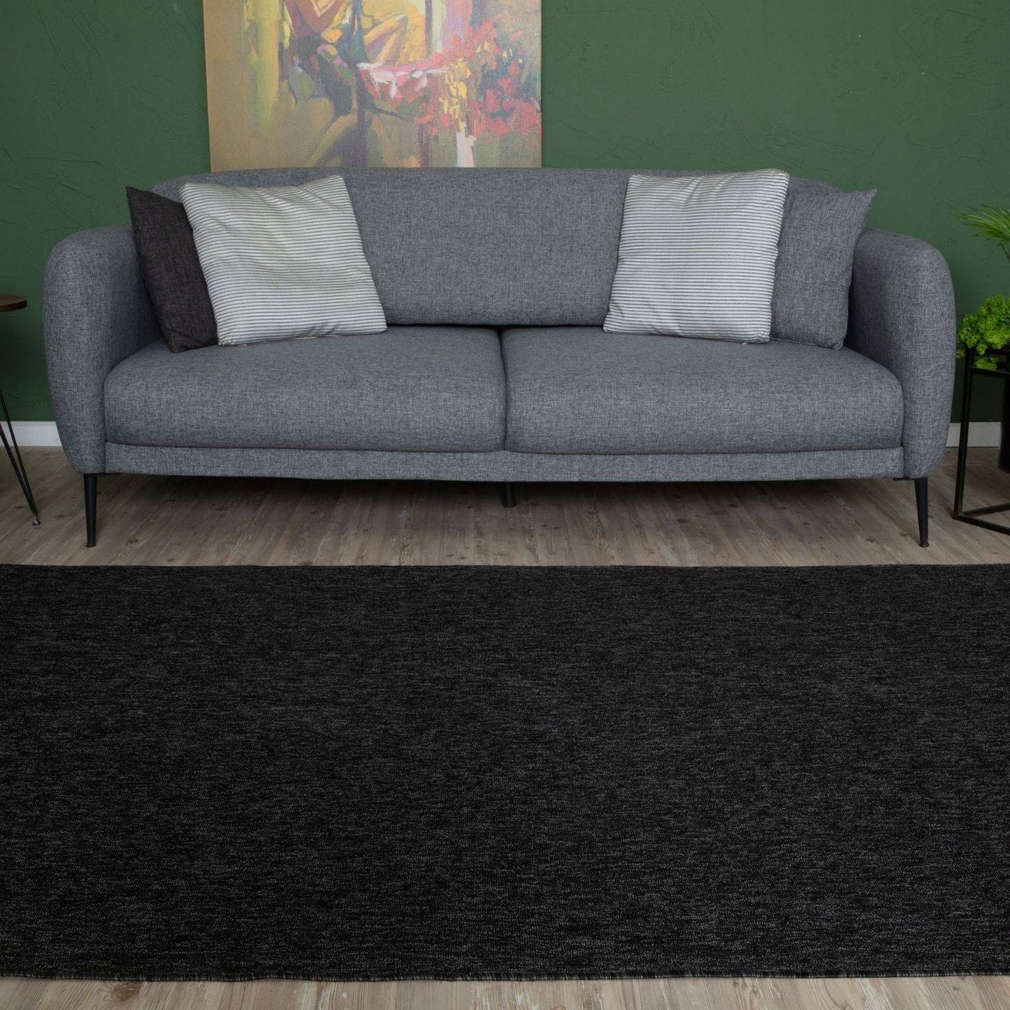 Flex Dark Grey Low Pile Solid  Rug