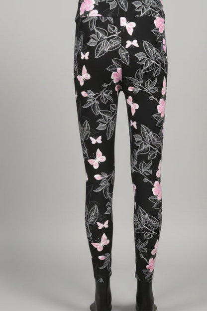 Flower & butterfly patterned leggings
