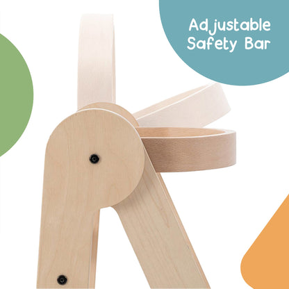 MamaToyz Folding Learning Tower - Natural Beech Wood Montessori Child Safety Platform