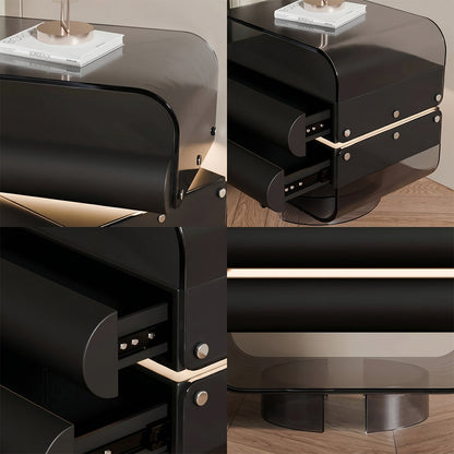 Friesen Rotateble Bedside Table With Storage & Light Strip