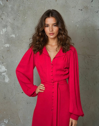Vintage 1970'S Original Red Ossie Clark For Radley Dress Uk 10 - 12