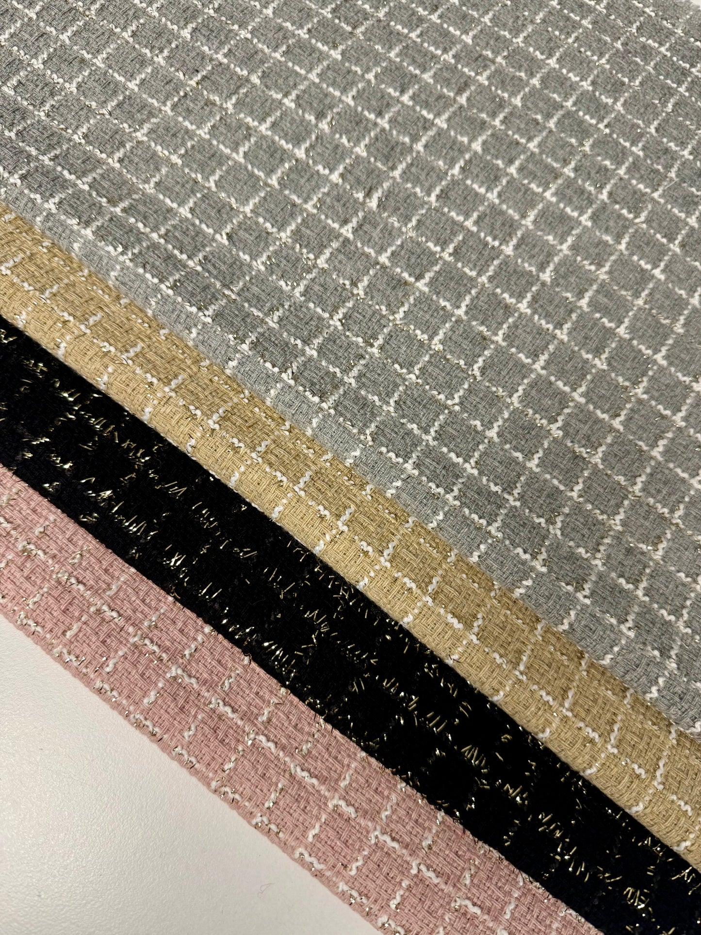 Grey Wool Tweed Fabric – Glitter Checked Suiting by the Metre
