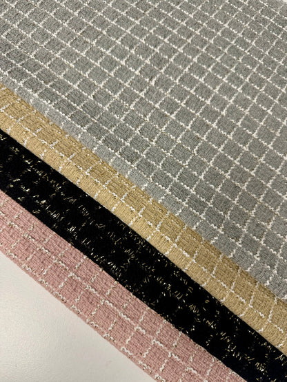 Grey Wool Tweed Fabric – Glitter Checked Suiting by the Metre