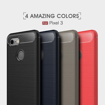 Brushed Texture Carbon Fiber Shockproof TPU Case for Google Pixel 3, For Google Pixel 3