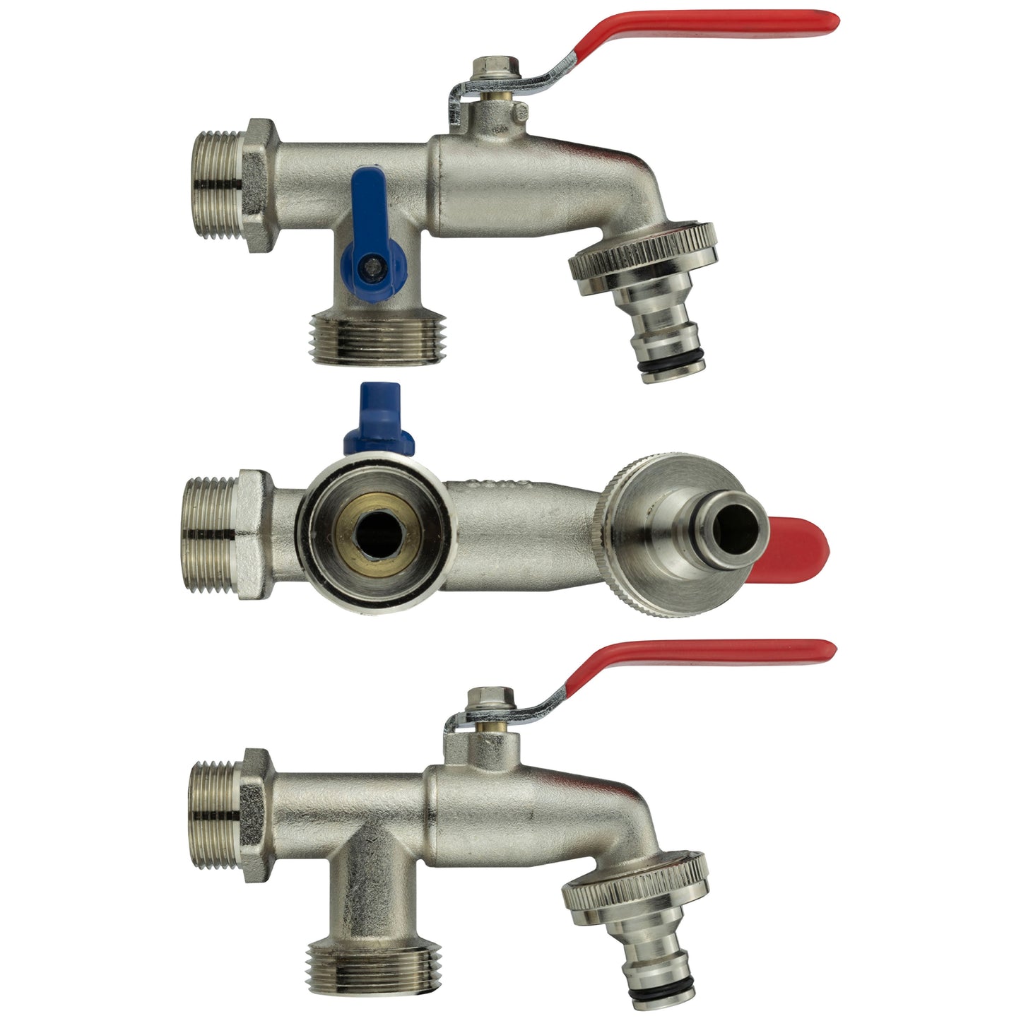 Wall Flange Kit 20mm MDPE + Triple Outlet Metal Splitter Tap for Water Connector