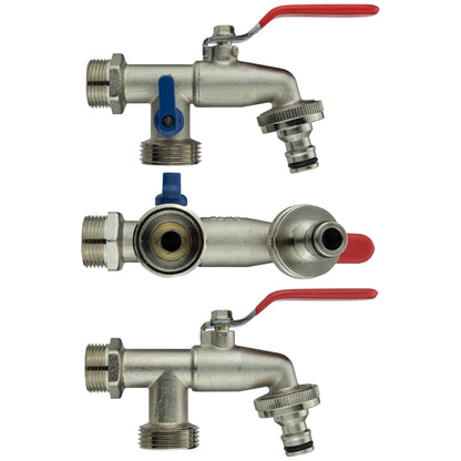 Wall Flange Kit 20mm MDPE + Triple Outlet Metal Splitter Tap for Water Connector