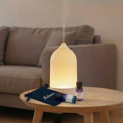 Aetheo Elegant Sleep Gift Set — White Diffuser and 2 Essential Oils