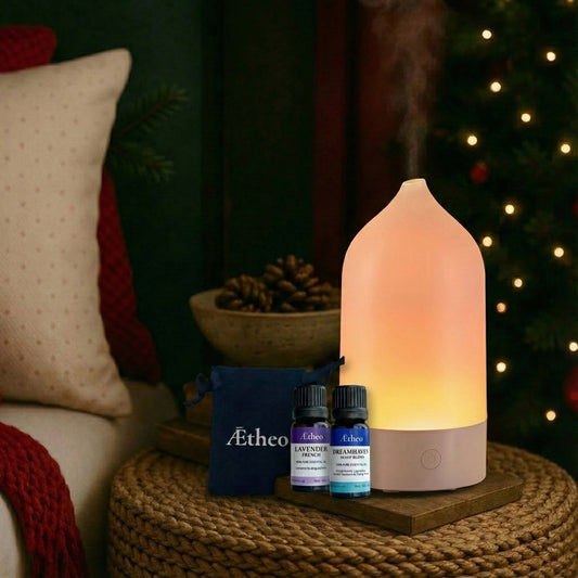 Aetheo Elegant Sleep Gift Set — White Diffuser and 2 Essential Oils