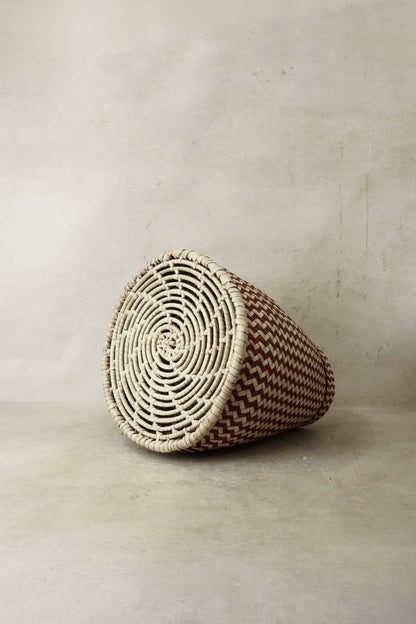 Zig Zag Woven Planter Basket Brown - Malawi - Z1