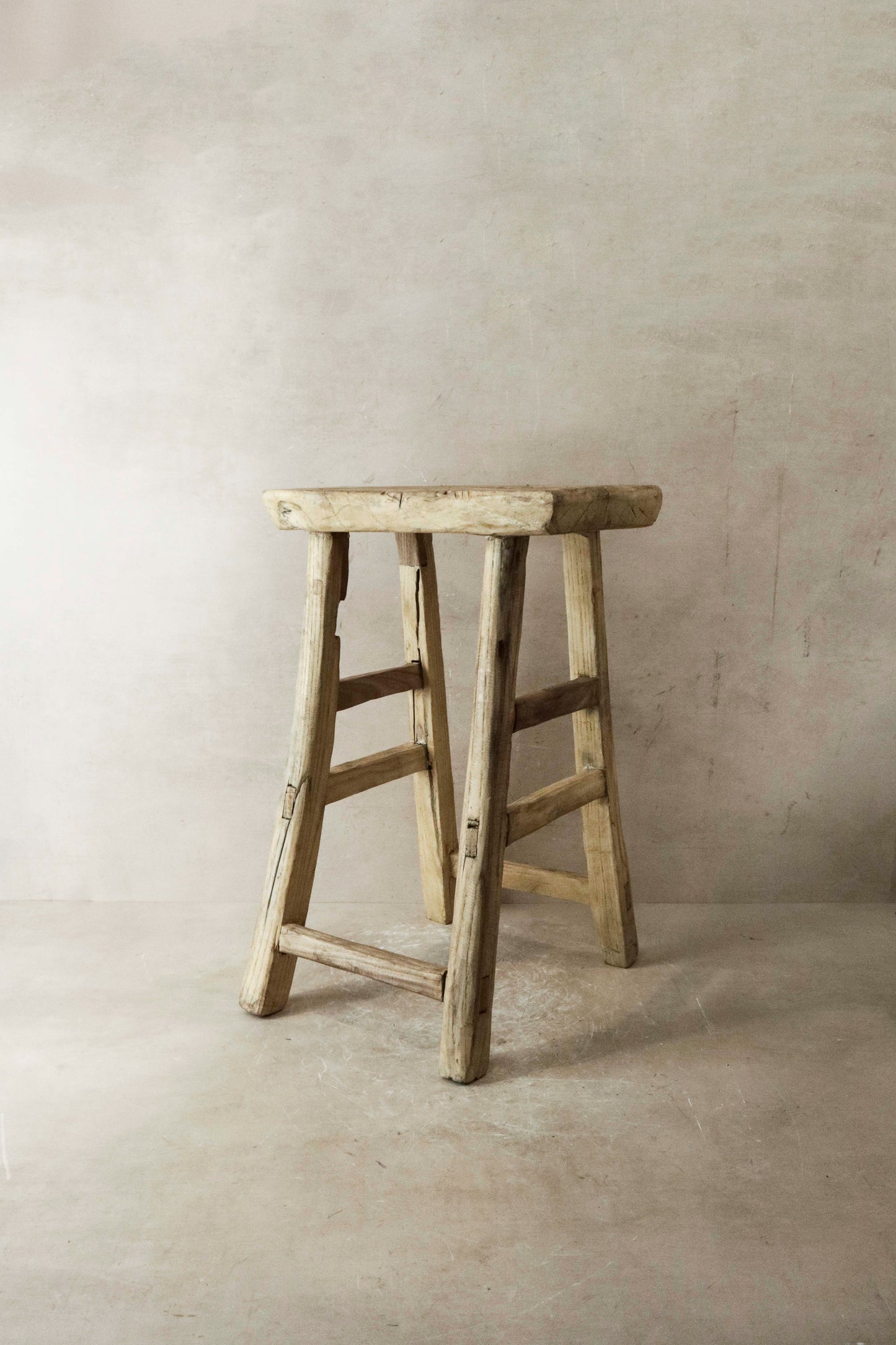 Vintage Rustic Elm Wood Stool - Medium - No 20