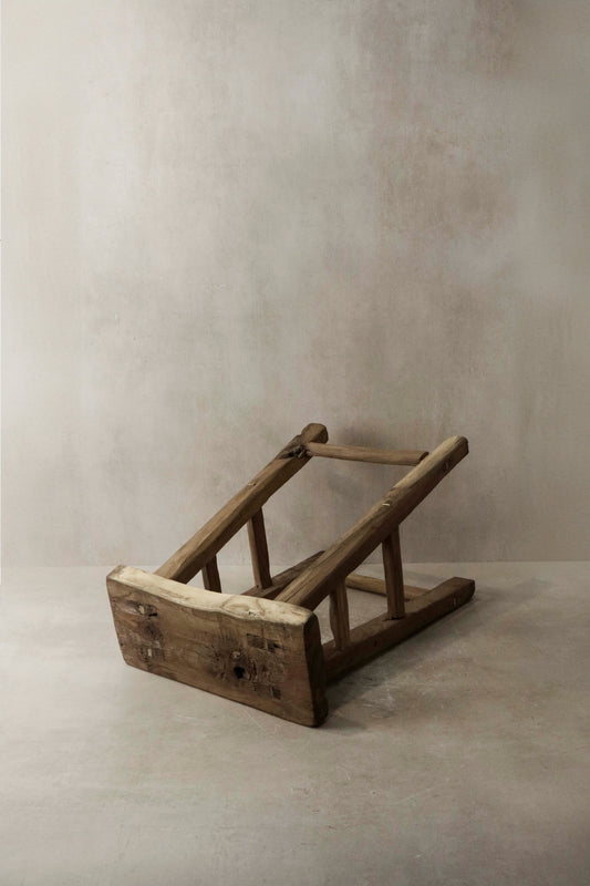 Vintage Rustic Elm Wood Stool - Medium - No 8