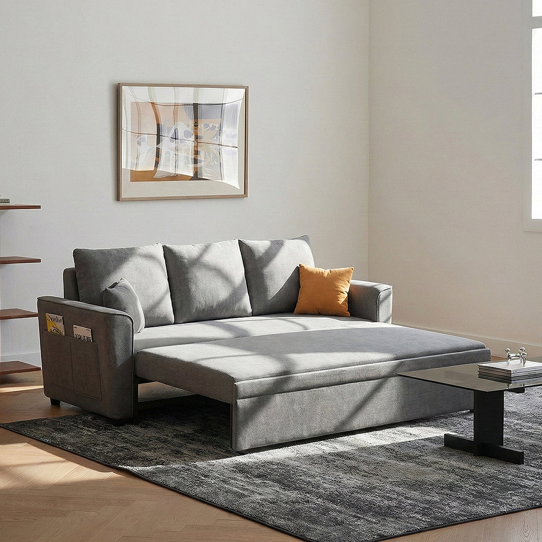 Gertrude Two Seater Sofa Bed, Linen