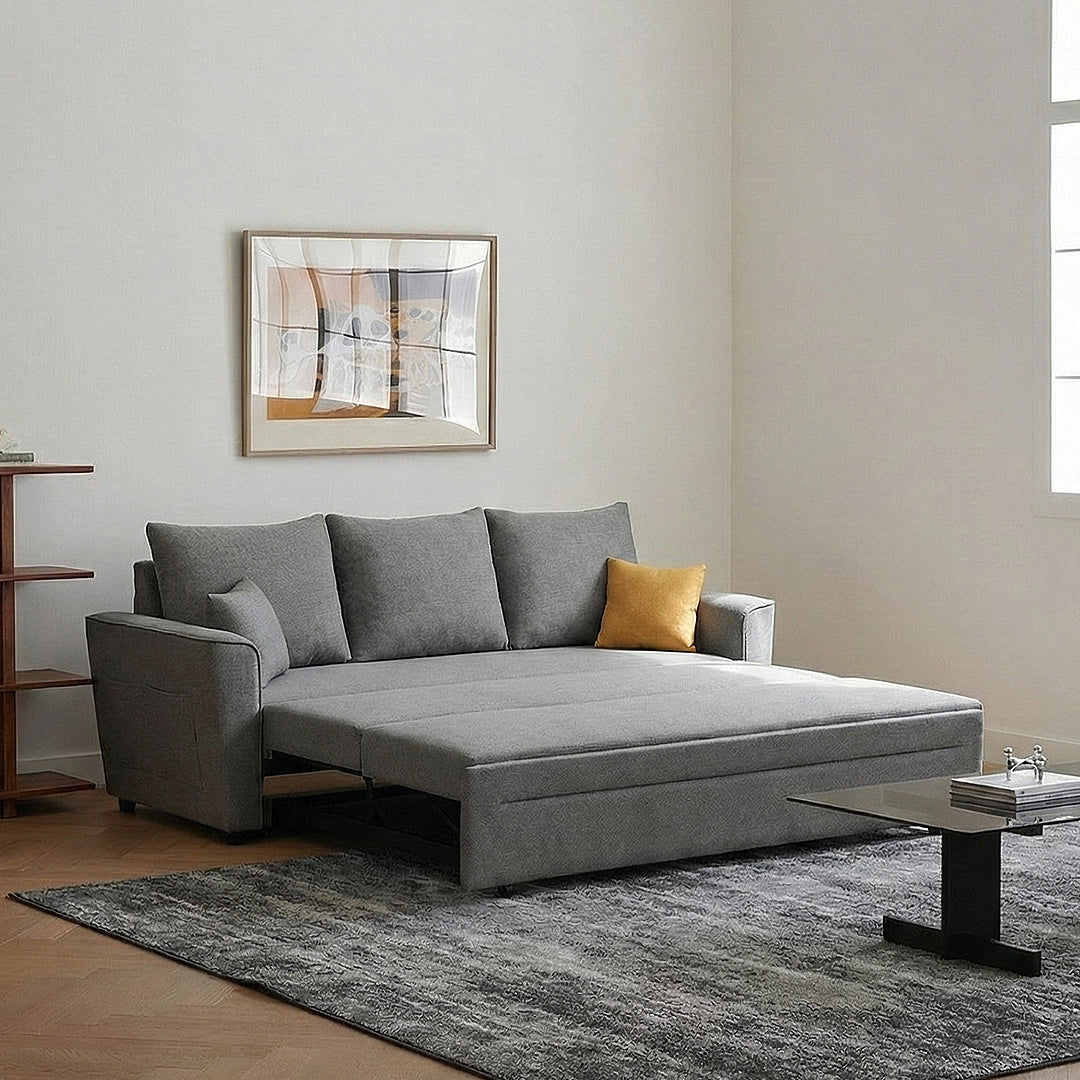 Gertrude Two Seater Sofa Bed, Linen