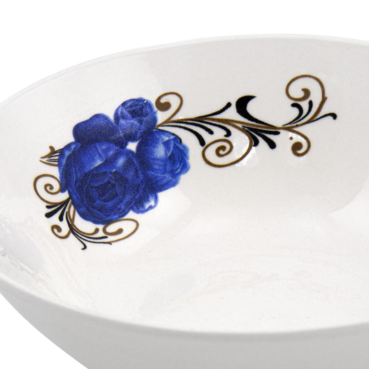Durane Ceramic Cereal Bowl Blue Rose Design 400ml Elegant Kitchenware Collection