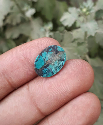 4ct Natural Turquoise, Green Matrix Turquoise, Shajri Feroza, Real Firoza Stone -15x11mm