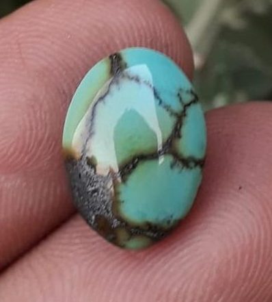 Natural Turquoise, Green Matrix Turquoise, Shajri Feroza, Real Firoza Stone-  13.7x10mm