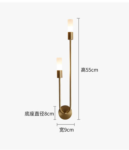 Modern Brass & Black LED Wall Lamp – Double Light Wall Sconce