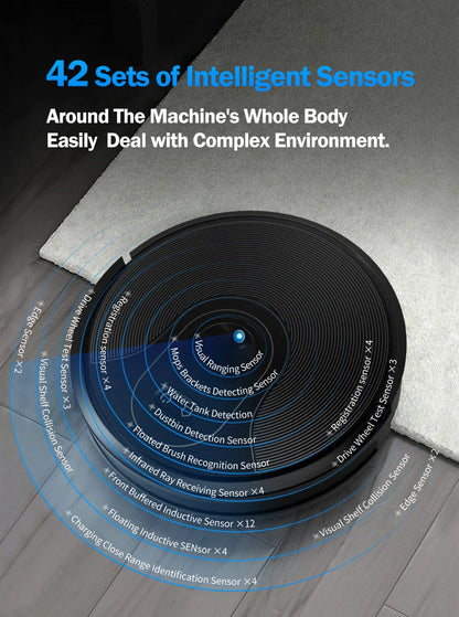 ABIR X6 Robot Vacuum Cleaner, Visual Navigation,APP Virtual Barrier,6000PA Suction,Smart Home Mop,Floor Carpet Washing Appliance