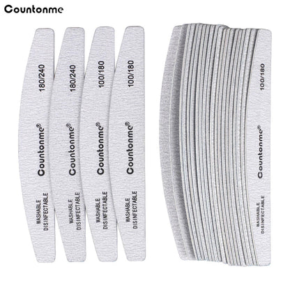 10pcs/Lot Professional Wooden Nail Files 180/240 Buffer 100/180 Grey Boat Wood Sandpaper Block Gel Polisher Sanding Nail Files