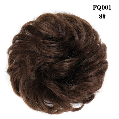 LUPU Synthetic Hair Bun Messy Scrunchies With Elastic Band Natural Fake Hair Tie Pieces Ponytail Colored Black Purple Pink Green