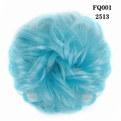 LUPU Synthetic Hair Bun Messy Scrunchies With Elastic Band Natural Fake Hair Tie Pieces Ponytail Colored Black Purple Pink Green