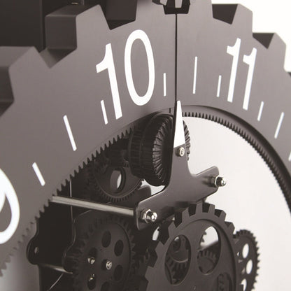 Home Simple European Style Triangular Mechanical Gears Wall Clock, Black