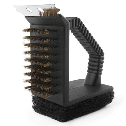Outdoor Barbecue Cleaning Brush Camping Picnic BBQ Copper Wire Grill Three In One Right Angle Copper Wire Triangular Brush, BBQ Copper Brush