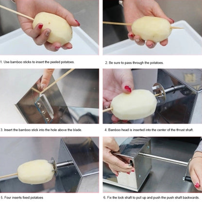 Stainless Steel Manual Spiral Tornado Tower Hand Shake Potato Rotary Chips Twister Slicer Cutter, Hand Shake