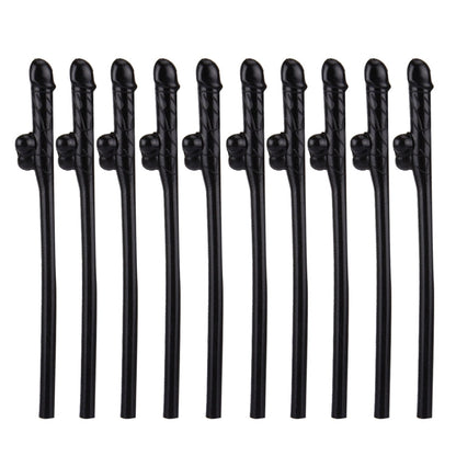 10 PCS Dicky Sipping Straw, Length: about 19cm, Dicky Sipping Straw(Black)