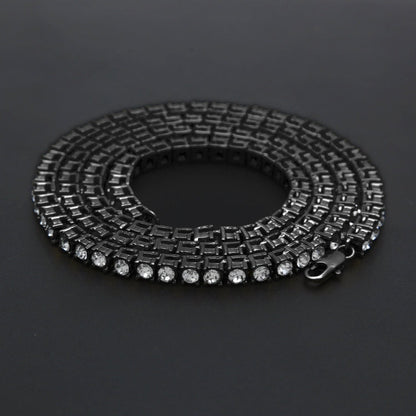 Mens Hip Hop Punk 1 Row Crystal Inlaid Alloy Necklace Chain, Size: 20 inch, Size: 20 inch