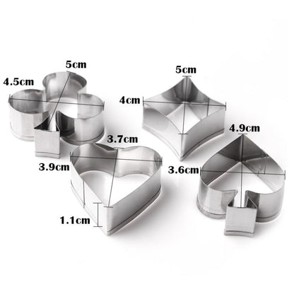 3 Sets Stainless Steel Poker Cookie Mold Playing Cards Cake Fondant Mold Spade Heart Biscuit Cutter, 3 Sets