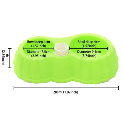 Pumpkin Shape Dog Cat Food Dish + Drinking Water Double Bowls with Automatic Water Dispenser, Size: S, Size: S  Green, Size: S  Magenta
