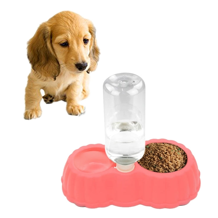 Pumpkin Shape Dog Cat Food Dish + Drinking Water Double Bowls with Automatic Water Dispenser, Size: S, Size: S  Green, Size: S  Magenta