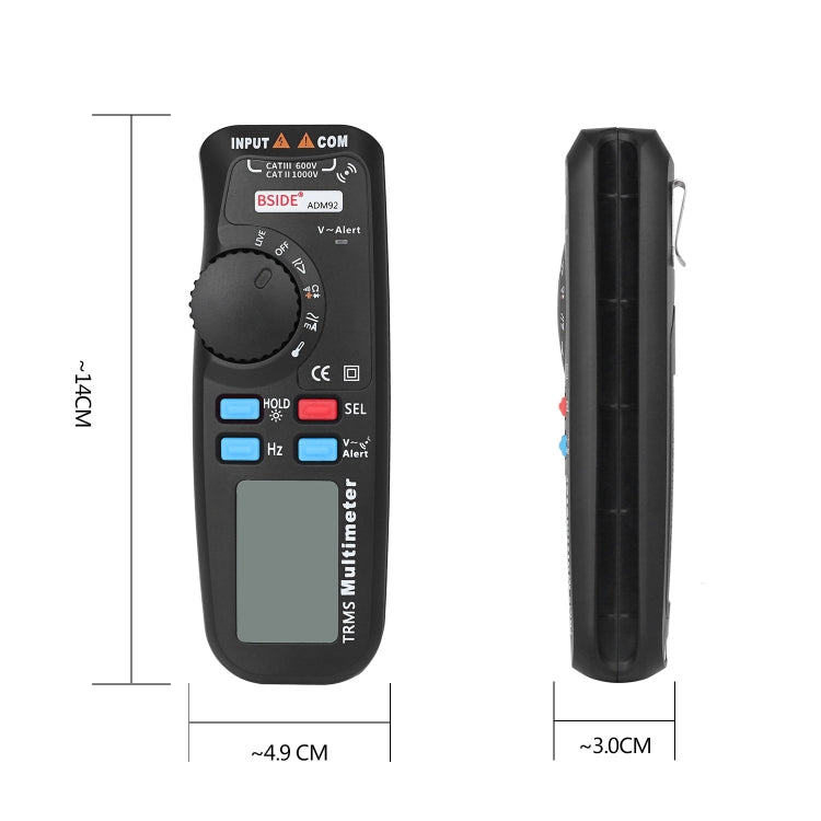 BSIDE ADM92 Handheld True RMS Digital Multimeter Auto Range 6000 Counts TRMS Tester with Live Wire Check Temp NCV Hz ohm Diode
