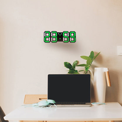 Multi-Function Large 3D LED Digital Wall Alarm Clock with Snooze Function, 12/24 Hours Display for Home, Kitchen, Office, DC 5V, CE Certificated, Black Body Green Characters, Black Body Blue Characters, Black Body White Characters