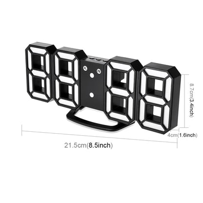 Multi-Function Large 3D LED Digital Wall Alarm Clock with Snooze Function, 12/24 Hours Display for Home, Kitchen, Office, DC 5V, CE Certificated, Black Body White Characters, Black Body Blue Characters