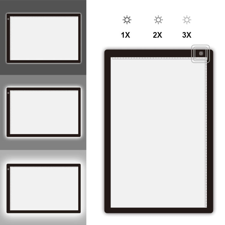 A2 Size 23W 12V  LED Three Level of Brightness Dimmable Acrylic Copy Boards for Anime Sketch Drawing Sketchpad, with Power Adapter, A2 with Power Adapter