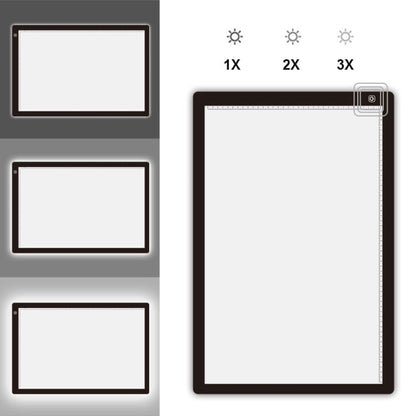 A4 Size LED Three Level of Brightness Dimmable Acrylic Copy Boards for Anime Sketch Drawing Sketchpad, with 1.5m USB Cable, A4 with 1.5m USB Cable & Power Adapter